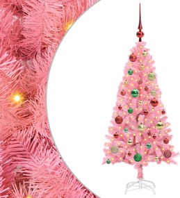 vidaXL Karácsonyfa 150 LED-del állvánnyal Rózsaszín 120 cm PVC