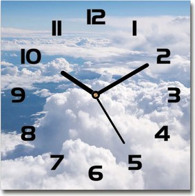 Négyzet alakú üveg falióra Kilátás a repülőgépről 30x30 cm