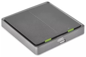Kapcsoló 2 gombos GoSmart 1xCR2430 Tuya fekete