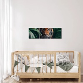 Kép - Egy tigris portréja a dzsungelben (órával) (90x30 cm)