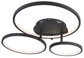 Modern mennyezeti lámpa fekete, LED-del és fényerőszabályzóval - Rondas