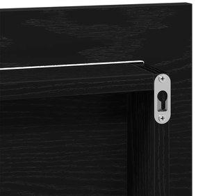 Fürdőszoba Tükörszekrény LED világítással Fekete Tölgy 80x37 cm