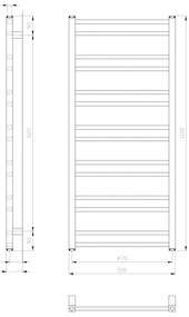 Sapho - METRO DOS fürdőszobai törölközőszárító radiátor, 343 W / 230 V, 50x110 cm, matt fehér