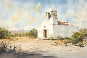 Vászonkép Canvas Tájkép Sivatag Mexikó Templom Kápolna Kilátás 60x40