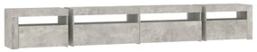 betonszürke TV-szekrény LED lámpákkal 270x35x40 cm