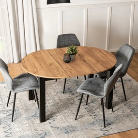 Bővíthető Étkezőasztal Kézműves Tölgy/Fekete Színben. JAMES 103-223 cm