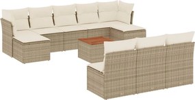vidaXL 11 részes bézs polyrattan kerti ülőgarnitúra párnákkal