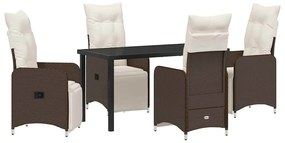vidaXL Kert étkező szett párnával 5 pcs Barna polirattan
