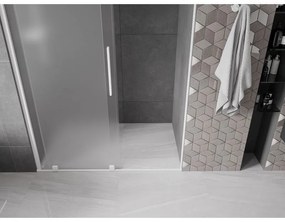 Mexen Velar, tolózuhanyajtó nyitáshoz 140 cm, 8 mm-es matt üveg, fehér matt, 871-140-000-31-20