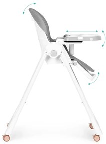 Etetőszék állítható magasság eco-bőr pántok dupla tálca sötétszürke