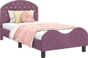 vidaXL Gyerekágy kerettel fejtámlával Lila 80 x 160 cm Bársony