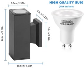 Aigostar - Kültéri fali lámpa 2xGU10/230V fekete IP65 szögletes