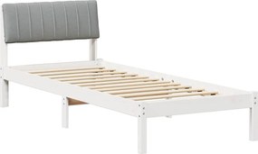vidaXL Ágykeret Fehér és világosszürke 75 x 190 cm Tömör fenyőfa