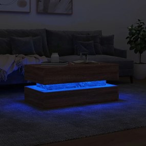 Barna tölgyszínű dohányzóasztal LED-lámpákkal 90x50x40 cm