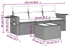 4 részes szürke polyrattan kerti ülőgarnitúra párnákkal