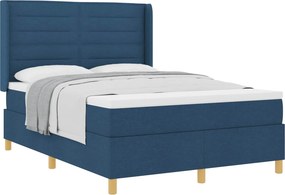 vidaXL Boxrugós ágy matracmal fejtámlával Kék 140 x 190 cm szövet