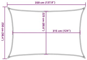 világosszürke négyszögletű HDPE napvitorla 160 g/m² 2,5x3,5 m
