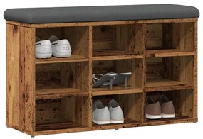 antik fa szerelt fa cipőtároló pad 82x32x50 cm