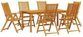 vidaXL Kert étkező szett 7 pcs Barna Tömör Akácfa