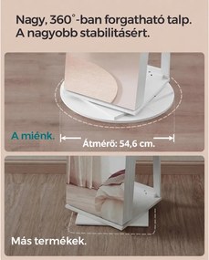 Ékszerszekrény, tükrös szekrény 360°-ban forgatható, fehér felülettel és greige