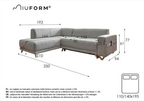 Bézs kinyitható-tárolóhelyes sarokkanapé (bal oldali-L alakú) Classy Sophie – Miuform