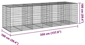 horganyzott vas gabion kosár fedéllel 350 x 100 x 100 cm