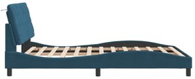 kék bársony ágykeret LED-világítással 120 x 200 cm