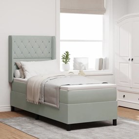 Boxspring Ágy Matrac Nappali Szürke 80x200 cm Bársony