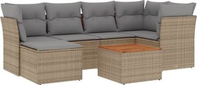 vidaXL 7 részes bézs polyrattan kerti ülőgarnitúra párnákkal