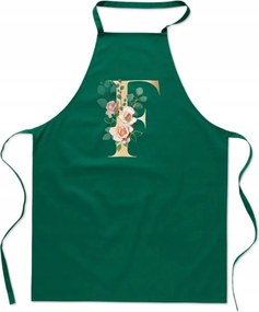 Konyhai Kötény zöld F Betűvel monogram Franek Faustyna FA_335_z