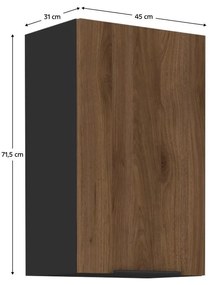 Felső konyhaszekrény Monzesa 45 G 72 1F (okapi dió + fekete) . 1096961