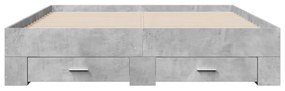 betonszürke szerelt fa ágykeret fiókokkal 140x200 cm