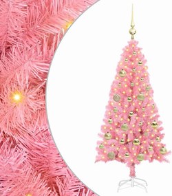 vidaXL Karácsonyfa 150 LED-del állvánnyal Rózsaszín 120 cm PVC