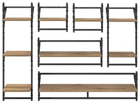 vidaXL Fali polc készlet 6 pcs Artisan tölgy 100 x 25 x 30 cm Faanyag