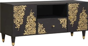 vidaXL TV szekrény fiókkal Fekete 105 x 33 x 46 cm Tömör Mangófát