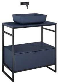 AREZZO design NEBO alsószekrény 80 cm-es, 1 fiókkal, matt kék, matt fekete (2 doboz)