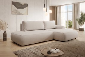 Lotulis L II sarokkanapé ágyfunkcióval jobb oldali - krém vízlepergető kötött Blur 01
