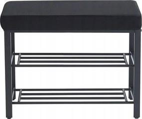 Előszoba Pad Kárpitozott Cipőspolc Loft Polc Velúr Fekete 60