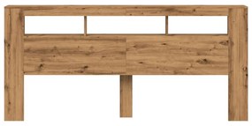 kézműves tölgyszínű szerelt fa LED-es fejtámla 220x18,5x103,5cm