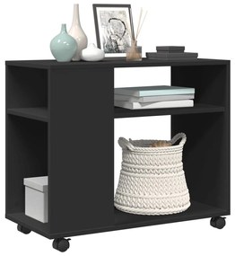 fekete szerelt fa kisasztal kerekekkel 70 x 35 x 60 cm
