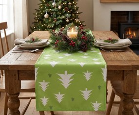 Textil asztali futó SCANDI TREES 40x140 cm, zöld