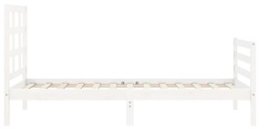 fehér tömör fa ágykeret fejtámlával 90 x 200 cm