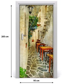 Poszter tapéta ajtóra görög taverna 85x205 cm