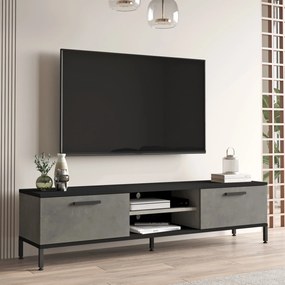 [en.casa] TV-asztal Lempäälä 2 szekrényajtóval 160 x 35 x 39 cm betonhatású/fekete