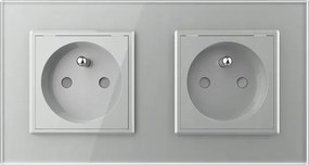 Kontakt Elektromos Aljzat Tűvel Vízszintes Üveg FI60 Dupla Ezüst