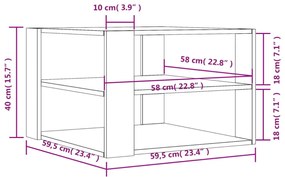 betonszürke szerelt fa dohányzóasztal 59,5 x 59,5 x 40 cm