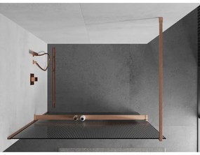 Mexen Kioto+, Walk-In zuhanyparaván polccal és akasztóval 80 x 200 cm, 8 mm-es üveg bordás mintával, réz matt profil, 800-080-121-65-09