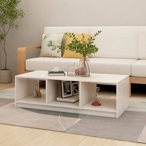 Fehér tömör fenyőfa dohányzóasztal 110 x 50 x 34 cm