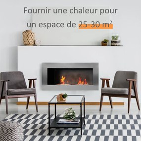HOMCOM Fali Beépített Bioetanol Kandalló 2 x 0,9 L Égővel, körülbelül 3 órás égési idő 110L x 14W x 54H cm, 25-30 m² területhez, Rozsdamentes Acél | A
