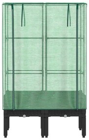 Rattan megjelenésű magaságyás melegháztakaróval 80x40x140 cm